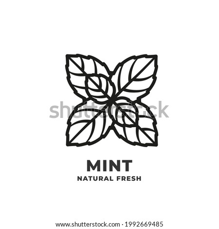 Mint leaves icon or linear style pictogram. Vector outline symbol herb, logo.