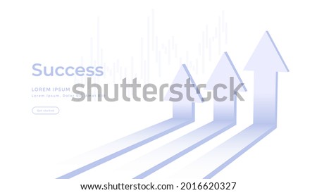 Financial arrow graph. Finance success growth rising up. Profit increase chart. Vector