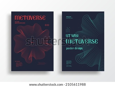 Metaverse abstract poster design. Virtual reality technology flyer. Futuristic environment universe cover. Vector