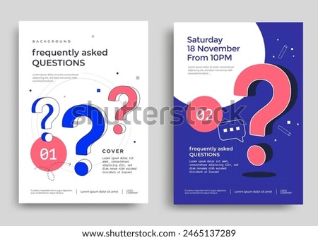 Question mark modern poster design. FAQ sign minimal covers. 3d help vector illustration.