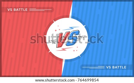 Versus screen design. Red and blue VS letters. Vector illustration Stok fotoğraf © 