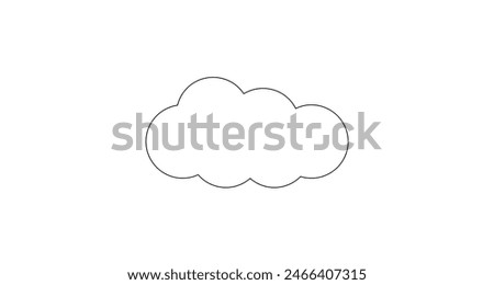 large cloud black outline on transparent background, 