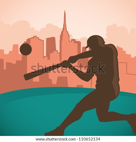 Baseball player silhouette. Vector illustration.