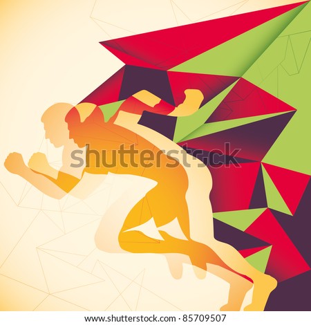 Abstraction with runner. Vector illustration.