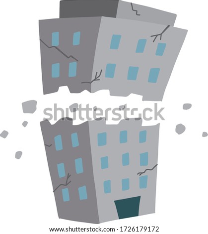 company building broke bankrupt illustration 