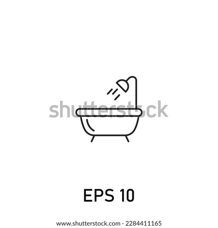 bath tub icon interiors home living or hotel staycation editable stroke eps 10