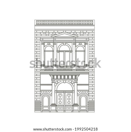 DRAWING OF HISTORICAL BUILDINGS OF VENICE, ANCIENT ITALIAN ARCHITECTURE IN GOTHIC AND NEOCLASSIC STYLE