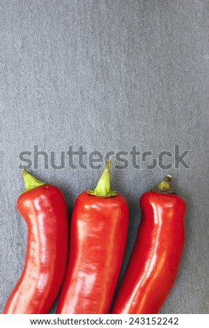 Red Chillies shot from above. With Copy Space.