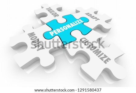 Personalize Customize Unique Puzzle Pieces Words 3d Illustration Photo stock © 