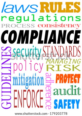Compliance Word Background Laws Rules Regulations Guidelines