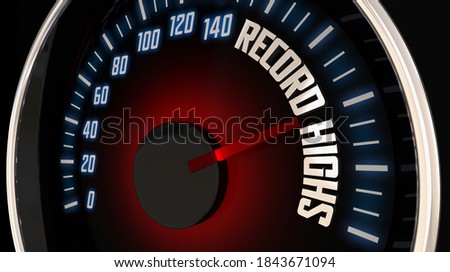 Record Highs Speedometer Fast Rate Level Max 3d Illustration