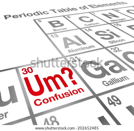 Um the Element of Confusion words on a periodic table difficult lesson, misunderstanding