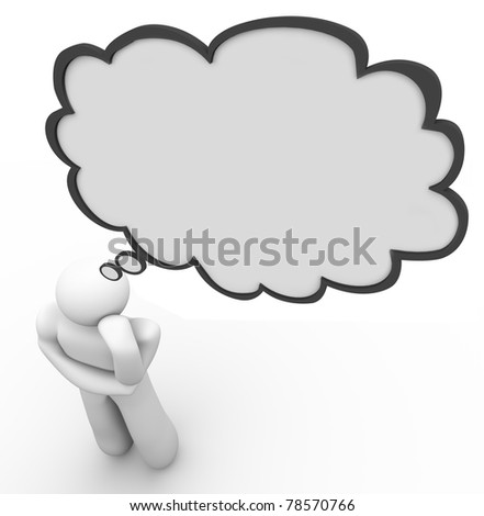 A Man Thinks With A Thought Cloud Above His Head, With Blank Space ...