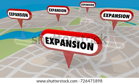 Expansion New Locations Map Pins Opening More 3d Illustration Foto d'archivio © 