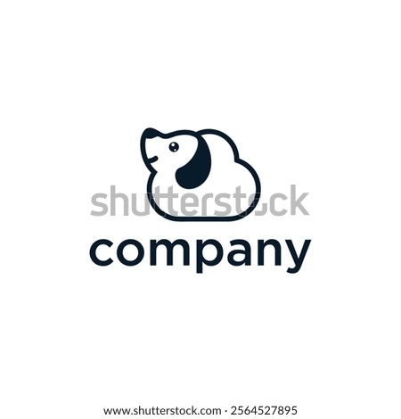 Cute dog and cloud logo design template. Pet care vector logo.