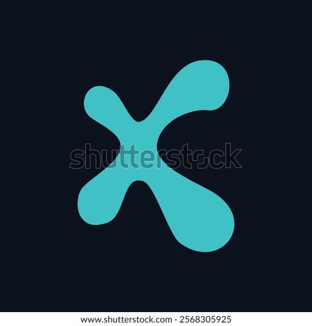 abstract turquoise 'X' shape on a dark blue background