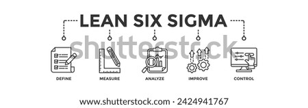 Lean six sigma banner web icon vector illustration concept for process improvement with icon of define, measure, analyze, improve, and control