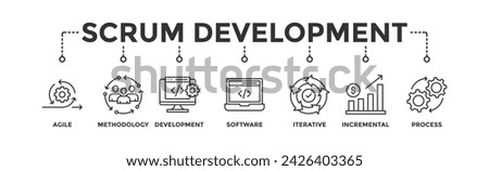 Scrum development banner web icon vector illustration concept with icon of agile, methodology, development, software, iterative, incremental and process	