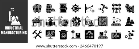 INDUSTRIAL MANUFACTURING icon set for design elements