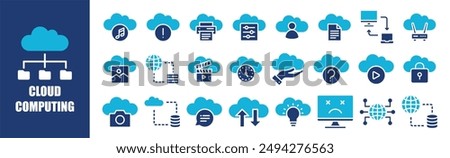 Cloud Computing icon collection set. Containing design,internet, network, business, server, technology,and more. Solid vector icons collection.	