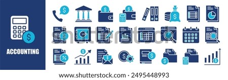 Accounting icon collection set. Containing design, business, finance, accounting, financial, office, and more. Solid vector icons collection