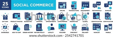 Social Commerce icon collection set. Containing design business, online, social, internet, technology, marketing