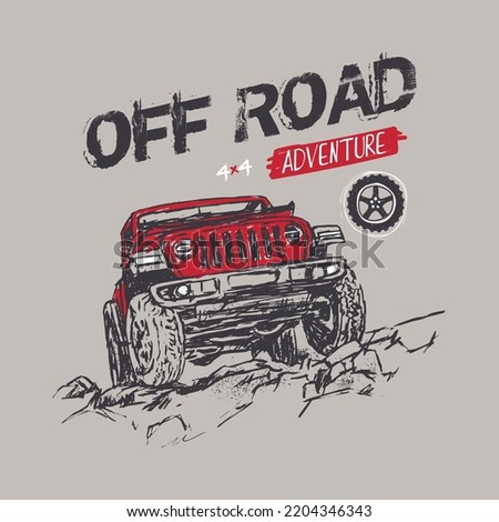 Adventure off-road jeep illustration for print