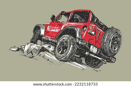 Off road adventure vehicle. Grungy style vector illustration