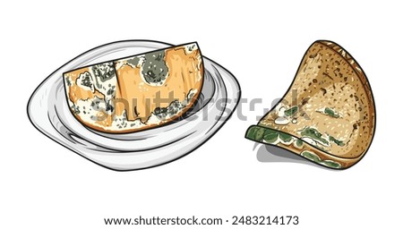 Illustration depicting the unappetizing sight and smell of rotten bread, emphasizing the issue of food waste