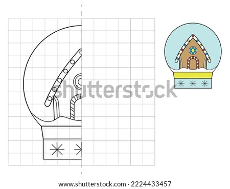 Complete the picture and coloring. Letter. Snow globe.