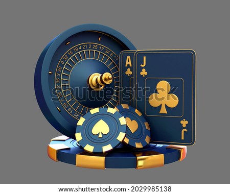 casino roulette set card chips 3d render 3d rendering illustration 