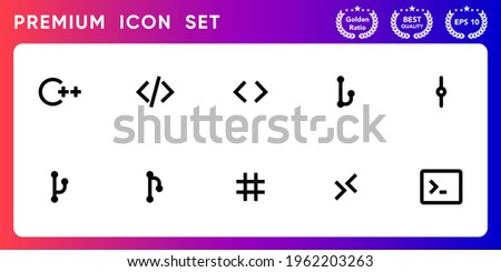 Developer coding modern line icon vector set.