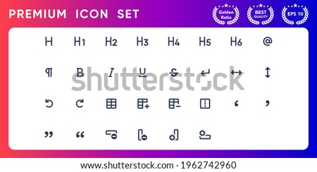 Typography modern line icon vector set.