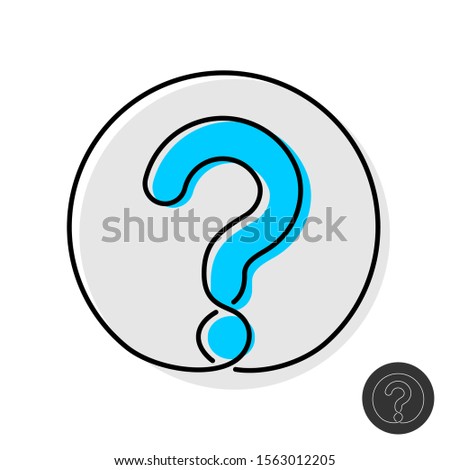 Question mark icon. Thin mono line design style question symbol in a round badge. Adjustable stroke width.