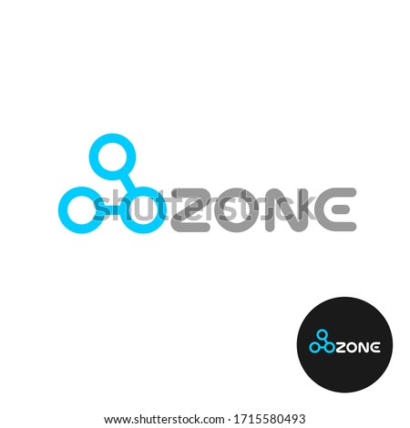 Ozone word logo with O3 molecule structure. Ozone modern stylized text with chemical symbol.