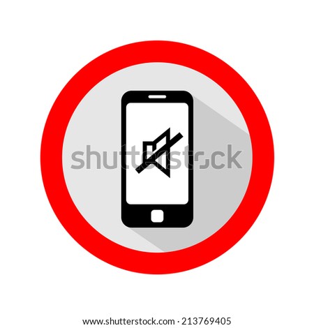 Mobile phone ringer volume mute sign