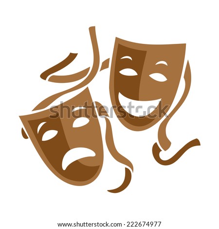 Comedy and tragedy theater masks illustration.