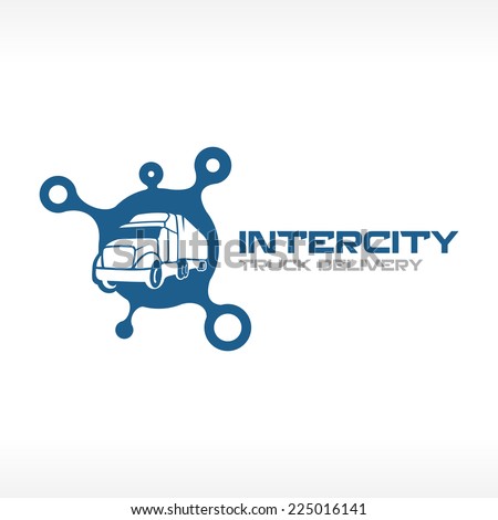 Delivery truck service logo template. Intercity transport company concept.