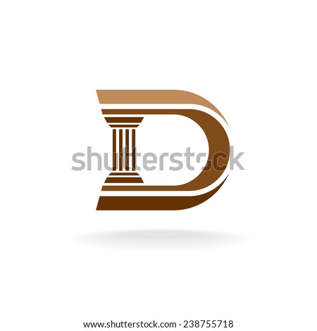 Letter D with column integrated sign. Lawyer, business, architecture design concept.