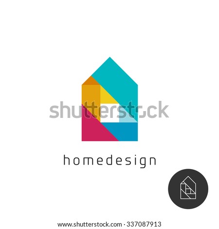 House design concept colorful rainbow geometric elements logo.