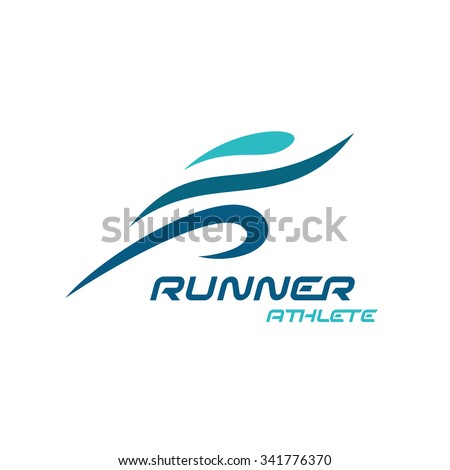 Runner logo. Fast simple stylized athlete figure.