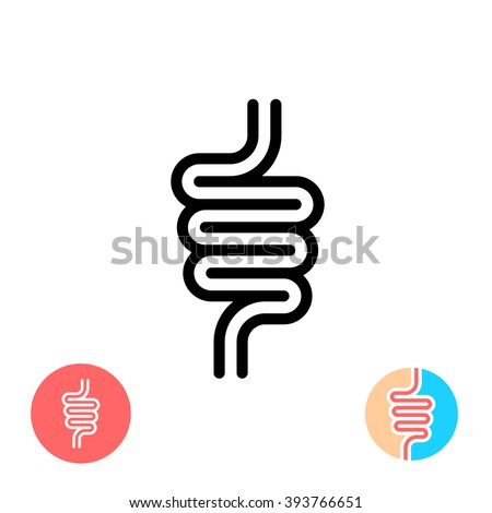 Intestines black symbol icon. Simple linear rounded style.