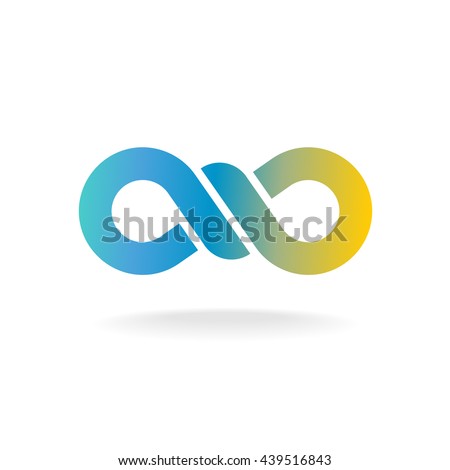 Infinity knot logo. Colorful chain link symbol with knot in a center.