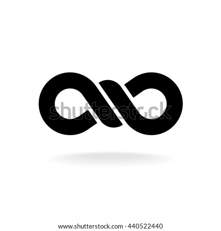 Infinity knot logo. Black chain link symbol with knot in a center.