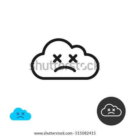 Sad face cloud icon. Linear style lost connection symbol.