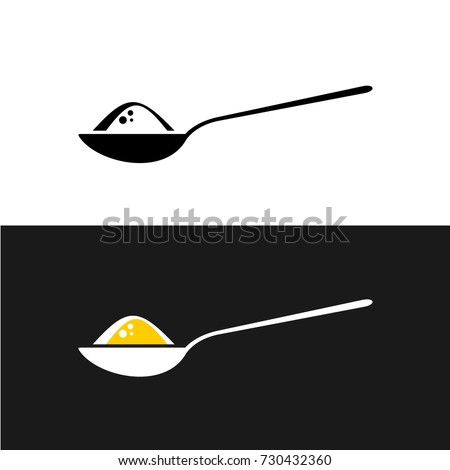 Spoon with content symbol. Tea spoon with sugar, salt, flour or other ingredient side view.
