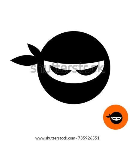 Ninja warrior icon. Simple black serious ninja head logo.