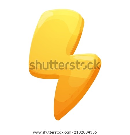 Game Lighting bolt casual asset, symbol in cartoon style power simple abstract sign isolated on white background. Web, hipster