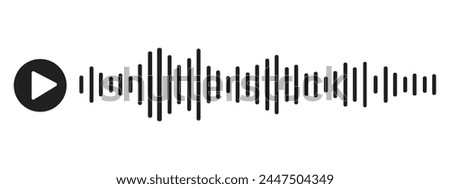 Sound wave decibel audio record simple voice message icon isolated on white background. Podcast player, music track