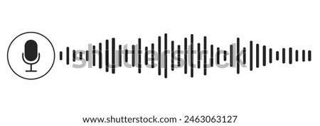 Sound record wave, talk, voice chat, phone app screen, audio player button isolated on white background. Simple media equalizer, podcast decibel sound track.